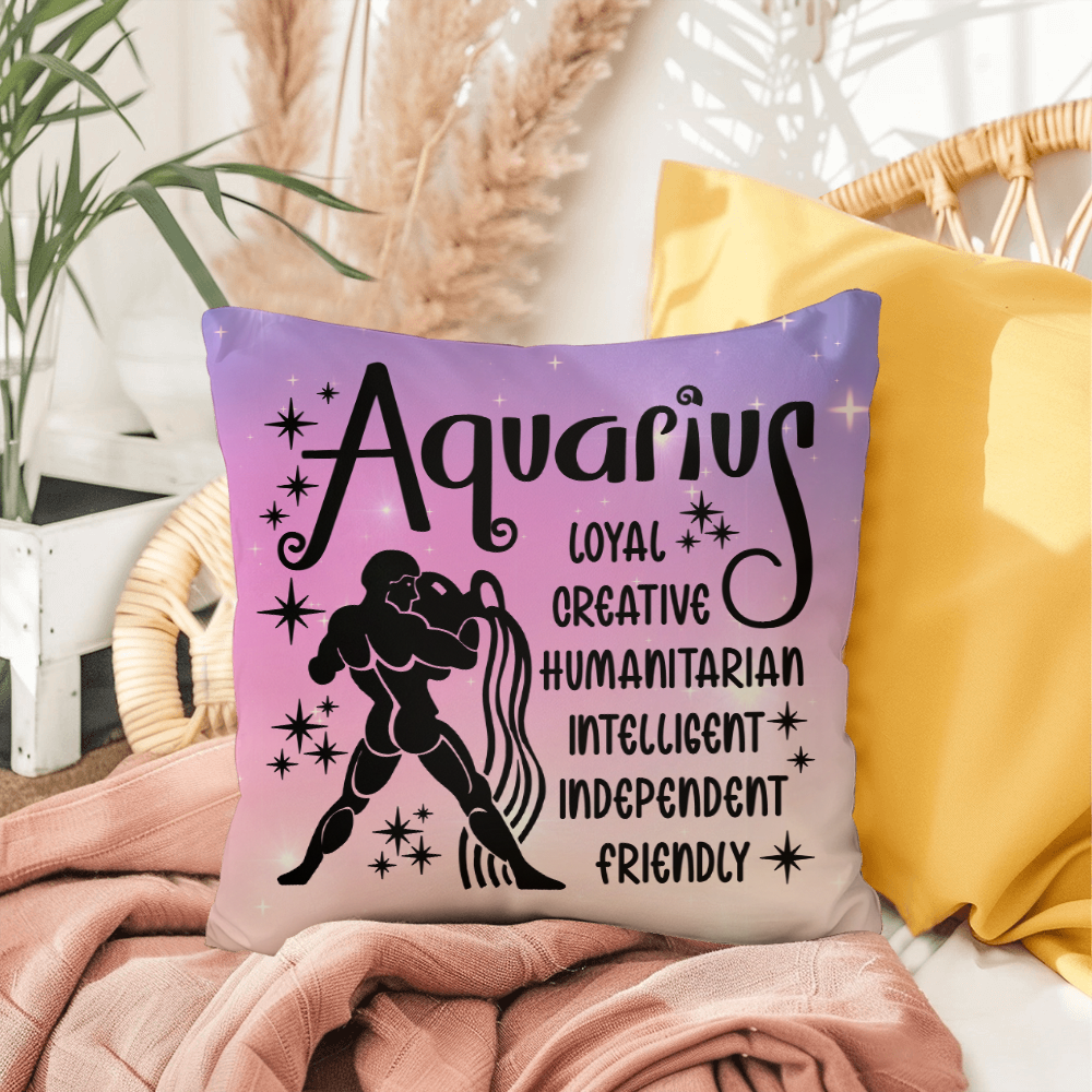 Aquarius Indoor/Outdoor Pillow – Zodiac Astrology Decor, Boho Accent for Home & Patio
