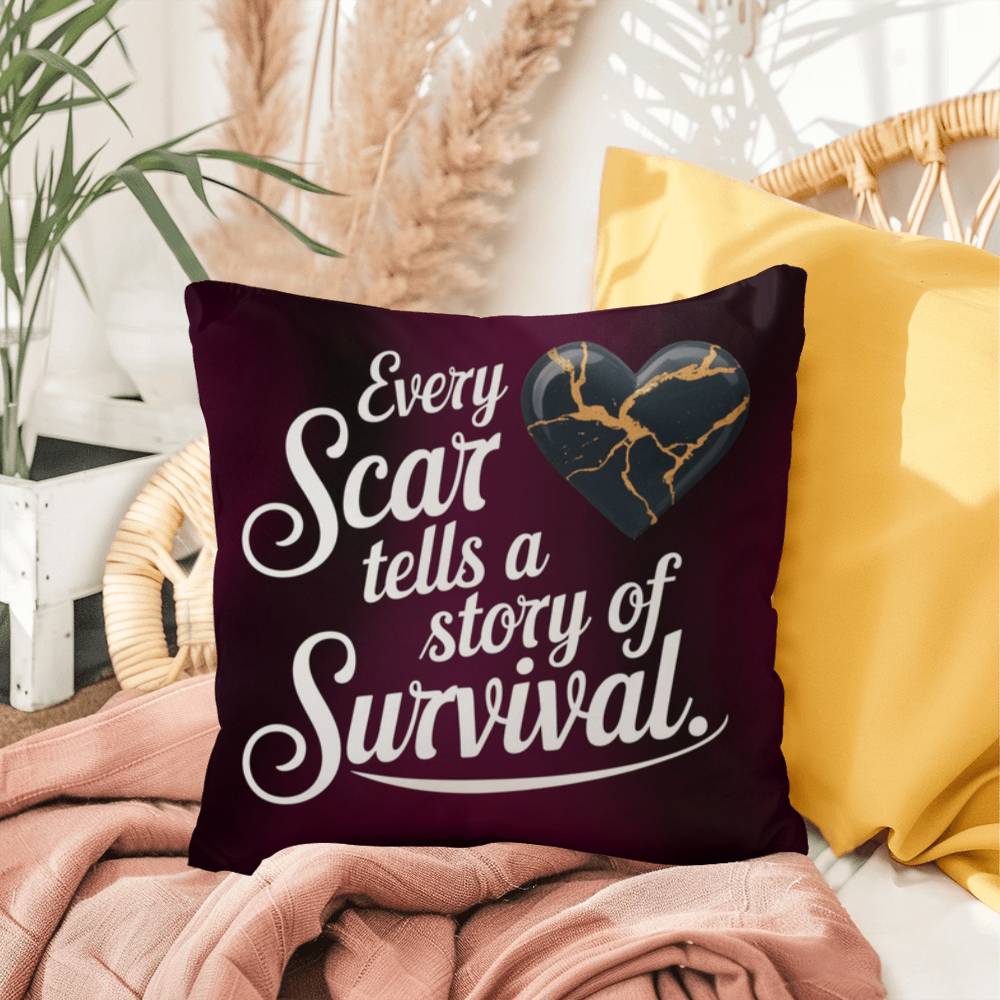 Every Scar Tells A Story Of Survival: Indoor/Outdoor Pillow Self-Care for Relaxation, Mindfulness & Emotional Wellness