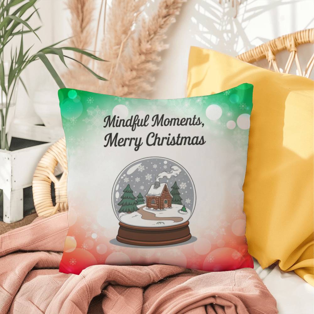 Mindful Moments, Merry Holidays Throw Pillow - Christmas wellness mental health decorative pillow