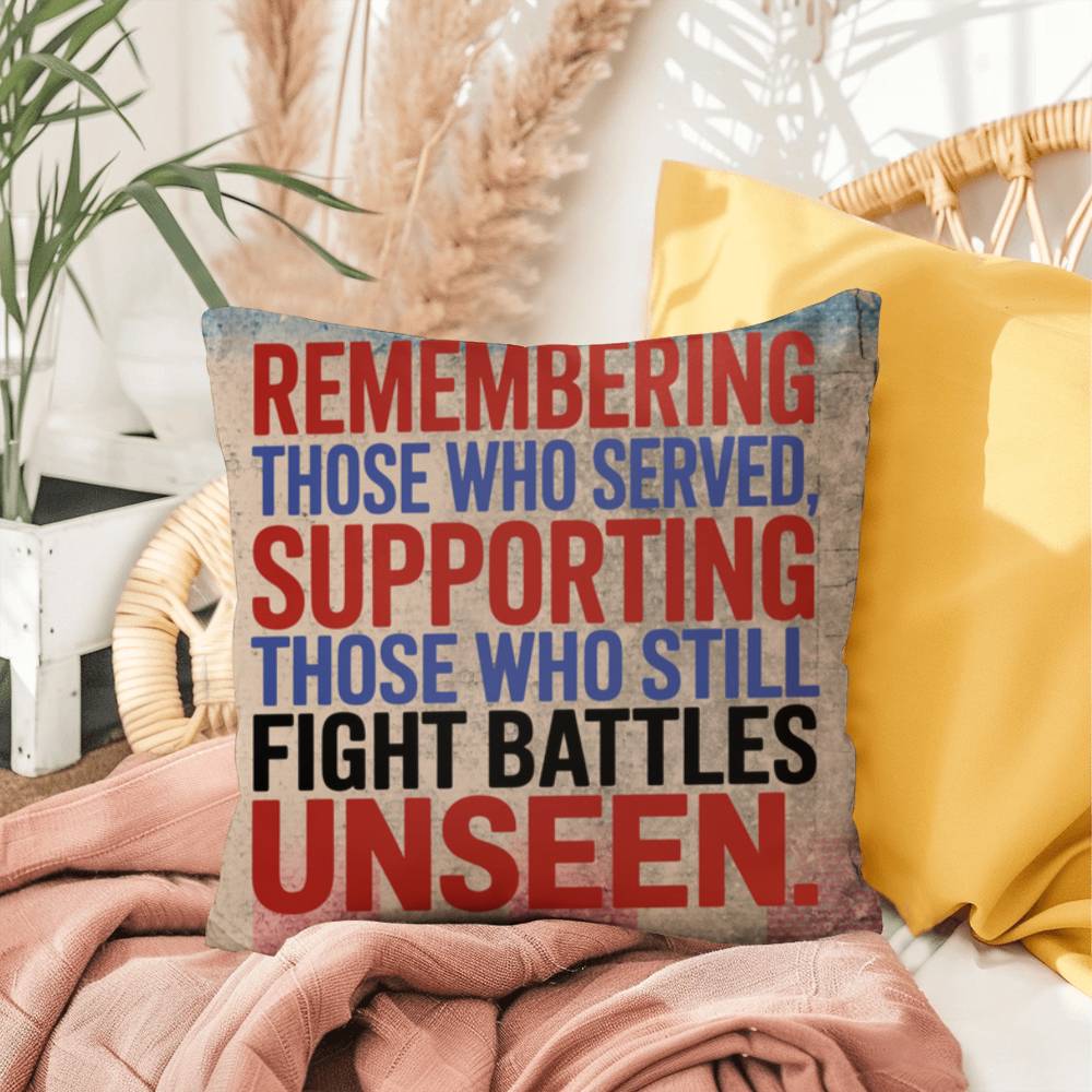 Remembering Those Who Served Patriotic Veteran Tribute Pillow - Military Home Decor - PTSD Awareness - MySisterIsASurvivor