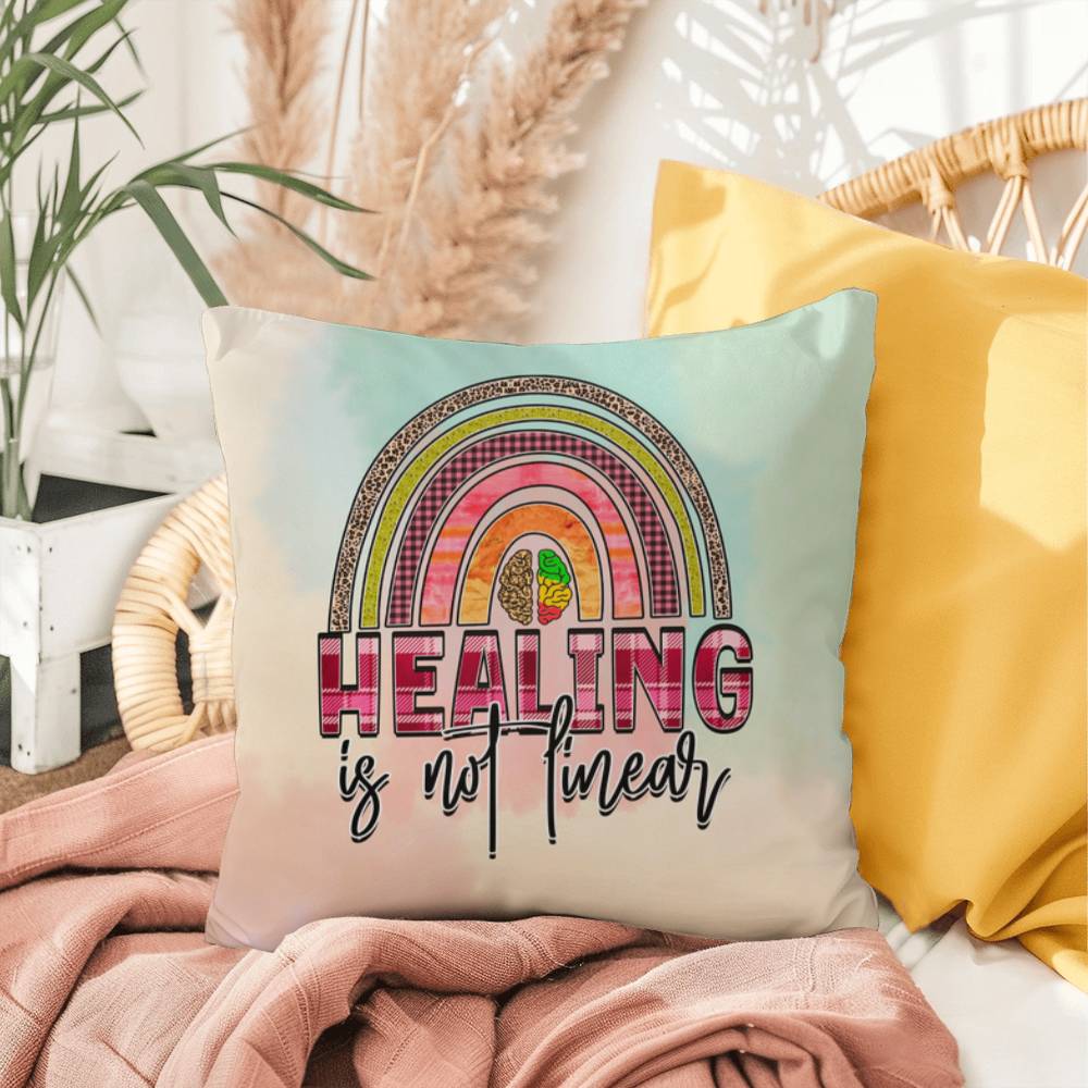 Healing Is Not Linear: Indoor/Outdoor Pillow for Wellness, Style & Stress Relief