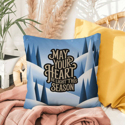 May Your Heart Be Light This Season Throw Pillow - Serene Christmas pillow for reflection