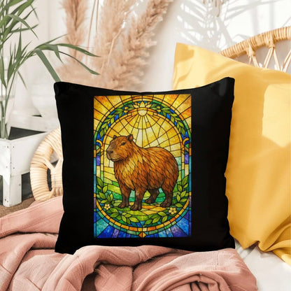 Shop our capybara stained glass style throw pillow featuring the 20" x 20" style option from MySisterIsASurvivor.