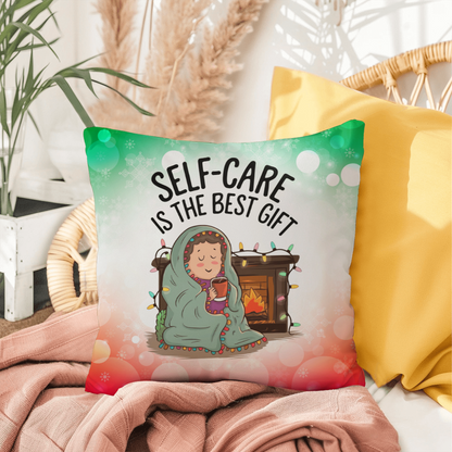 Self-Care is the Best Gift Throw Pillow - Christmas wellness holiday gift decorative pillow