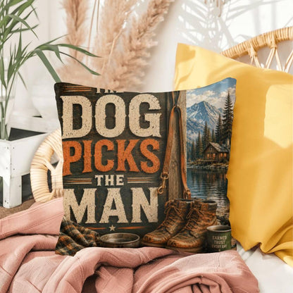 Shop our premium the dog picks the man throw pillow from MySisterIsASurvivor.