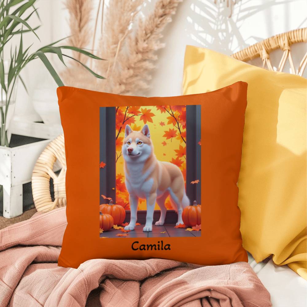 Siberian Husky Light Red Coat (Amber Eyes) Pillow, Indoor Outdoor Dog Cushion, Cozy Accent Gift