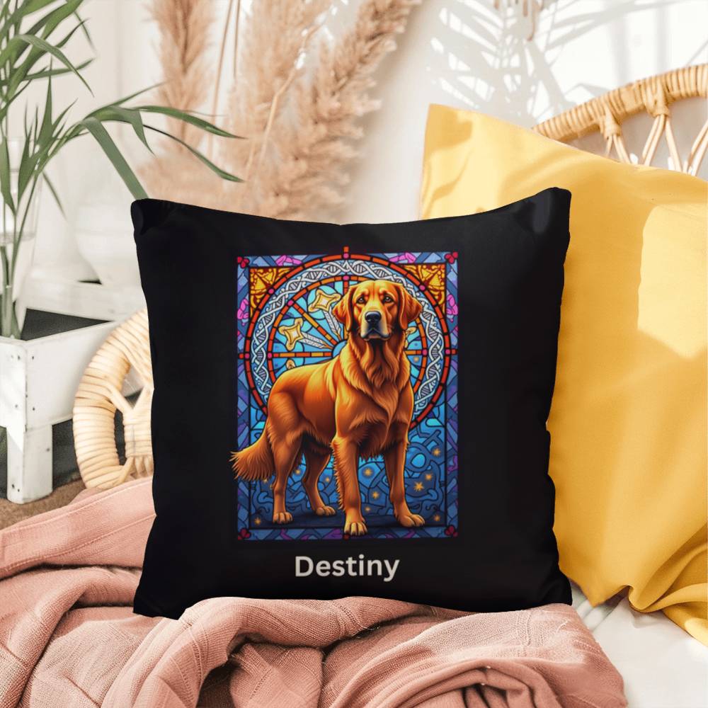 Red Golden Retriever indoor/outdoor pillow, custom dog lover throw pillow gift for pet parents