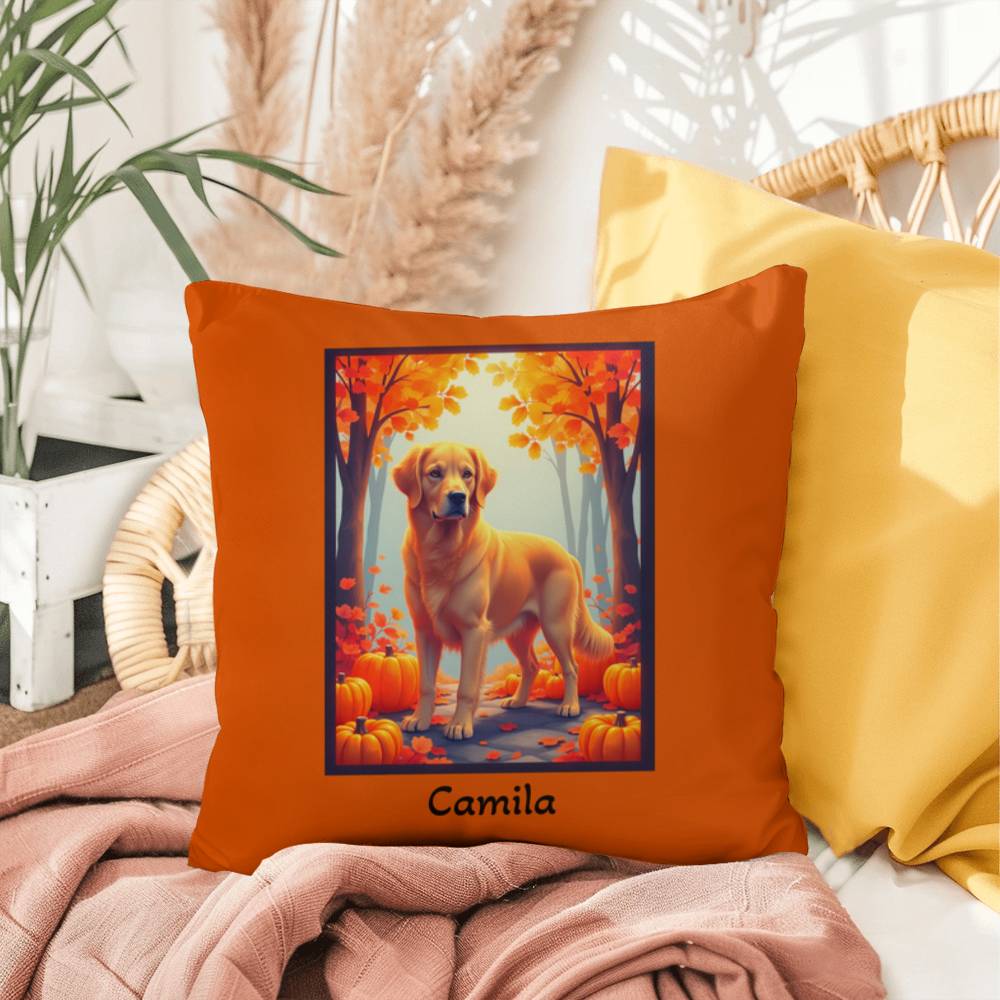 Golden Retriever pillow, custom indoor outdoor dog cushion, water-resistant accent - MySisterIsASurvivor