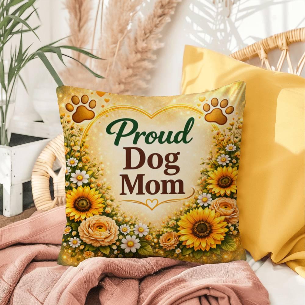 Shop our premium proud dog mom throw pillow from MySisterIsASurvivor.