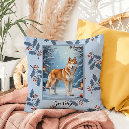 Husky Sable & White Pillow - Winter Husky throw pillow, snow dog accent pillow, holiday home decor