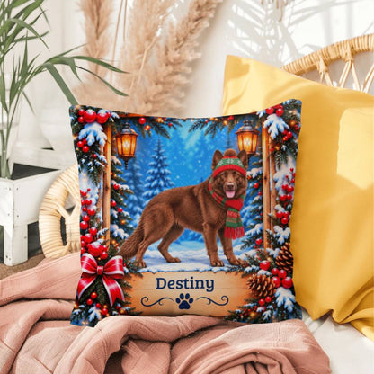German Shepherd (Liver Coat) - Personalized Cabin Throw Pillow, Custom Name Gift for Dog Owners