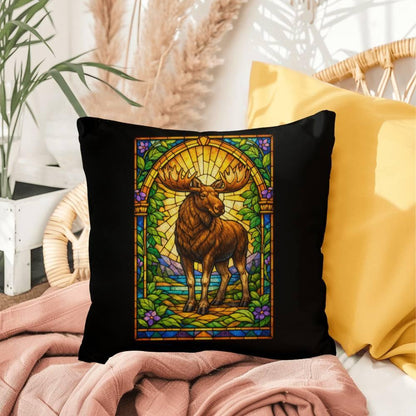 Shop our premium moose stained glass style throw pillow from MySisterIsASurvivor.