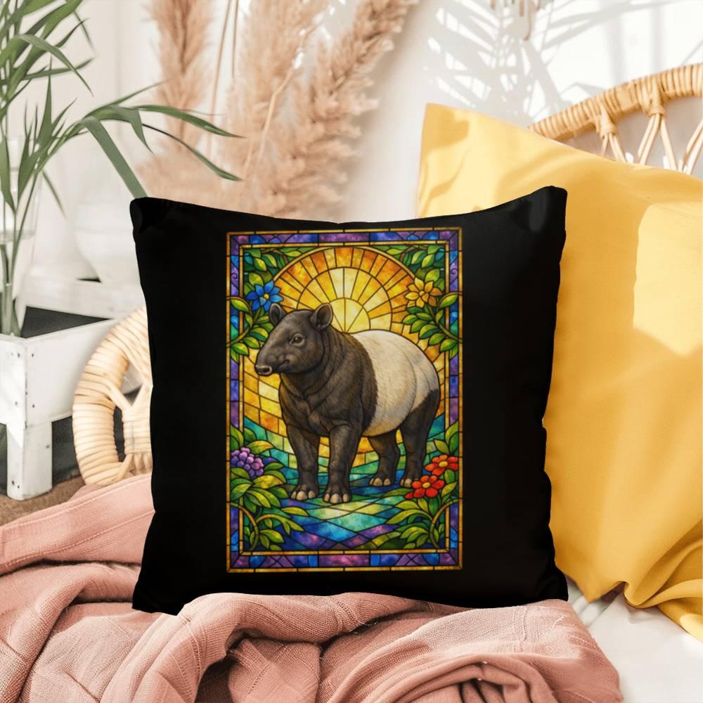 Shop our tapir stained glass style throw pillow featuring the 20" x 20" style option from MySisterIsASurvivor.