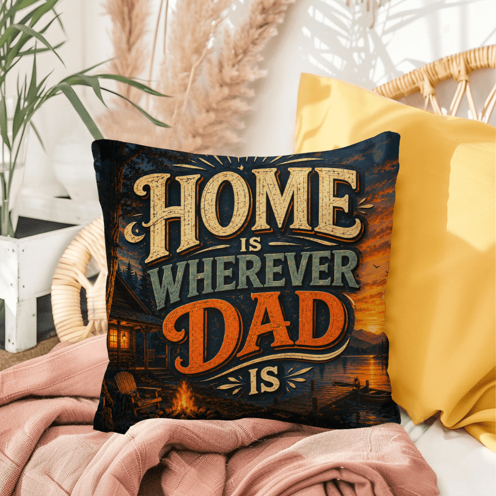 Shop our premium home is wherever dad is throw pillow from MySisterIsASurvivor.