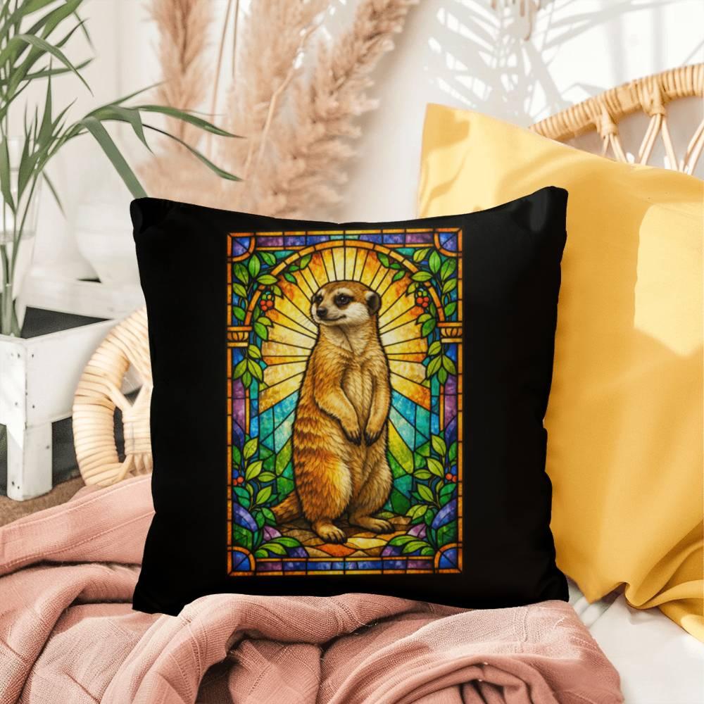 Shop our meerkat stained glass style throw pillow featuring the 20" x 20" style option from MySisterIsASurvivor.