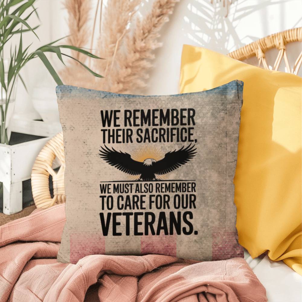 We Remember Their Sacrifice Indoor/Outdoor Pillow: Resilient Comfort - Mental Health & Memorial Tribute