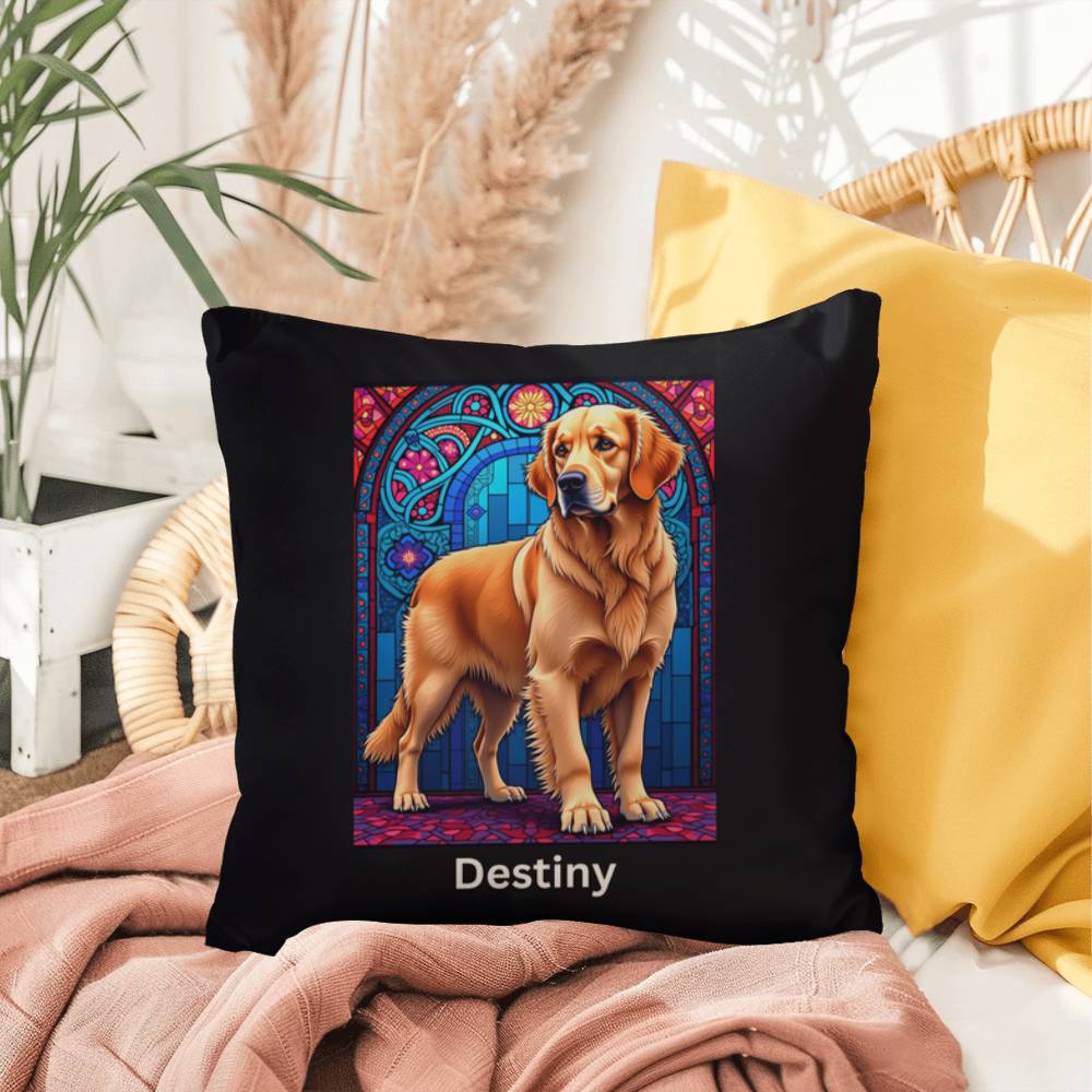 Light Golden Retriever personalized indoor/outdoor pillow, dog lover home or patio throw