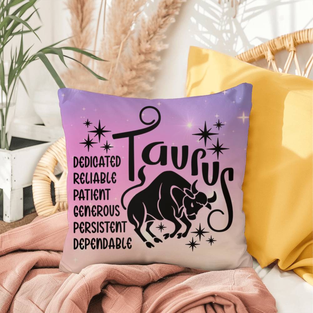 Taurus Indoor/Outdoor Pillow – Zodiac Astrology Decor, Boho Accent for Home & Patio