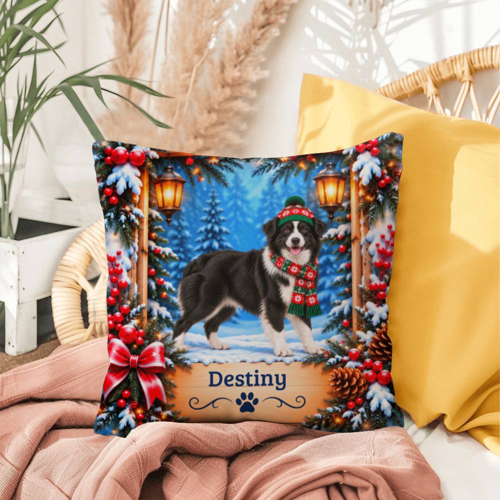 Australian Shepherd (Black & White Bi Coat) - Personalized Winter Pillow, Gift for Aussie Owners