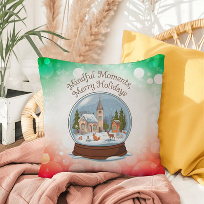 Mindful Moments, Merry Holidays Throw Pillow - Christmas self-care wellness decorative pillow