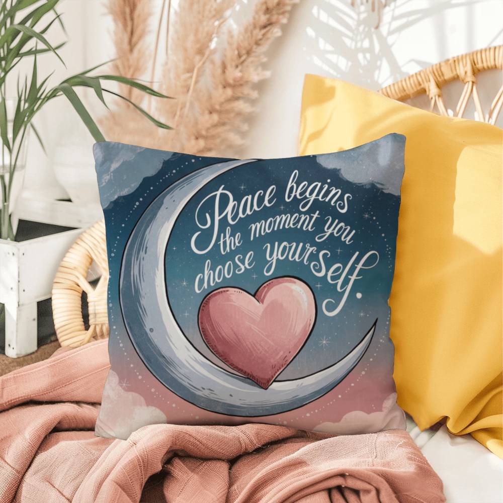 Peace Begins The Moment You Choose Yourself: Indoor/Outdoor Pillow Self-Care for Relaxation, Mindfulness & Emotional Wellness