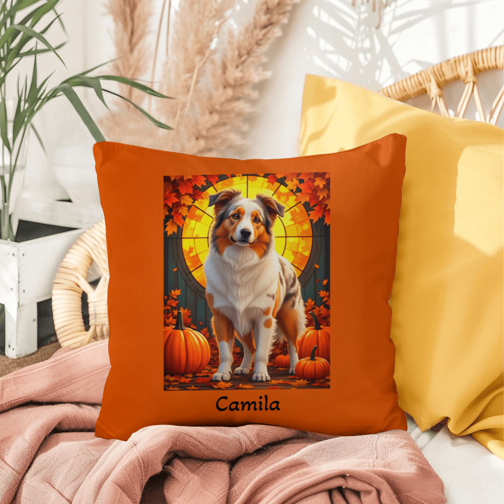 Australian Shepherd Red Merle Coat Pillow, Personalized Indoor Outdoor Dog Cushion, Aussie Gift