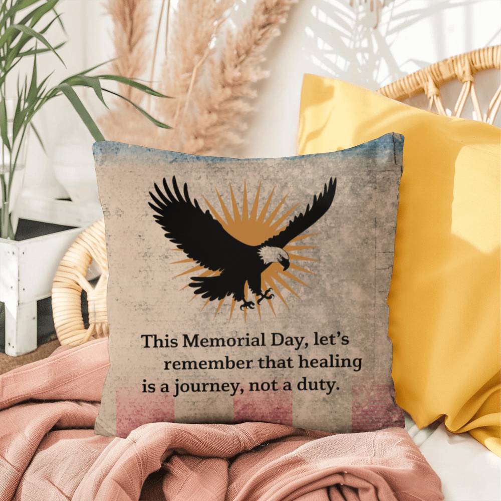 This Memorial Day, Let's Remember Indoor/Outdoor Pillow: Resilient Comfort - Mental Health & Memorial Tribute