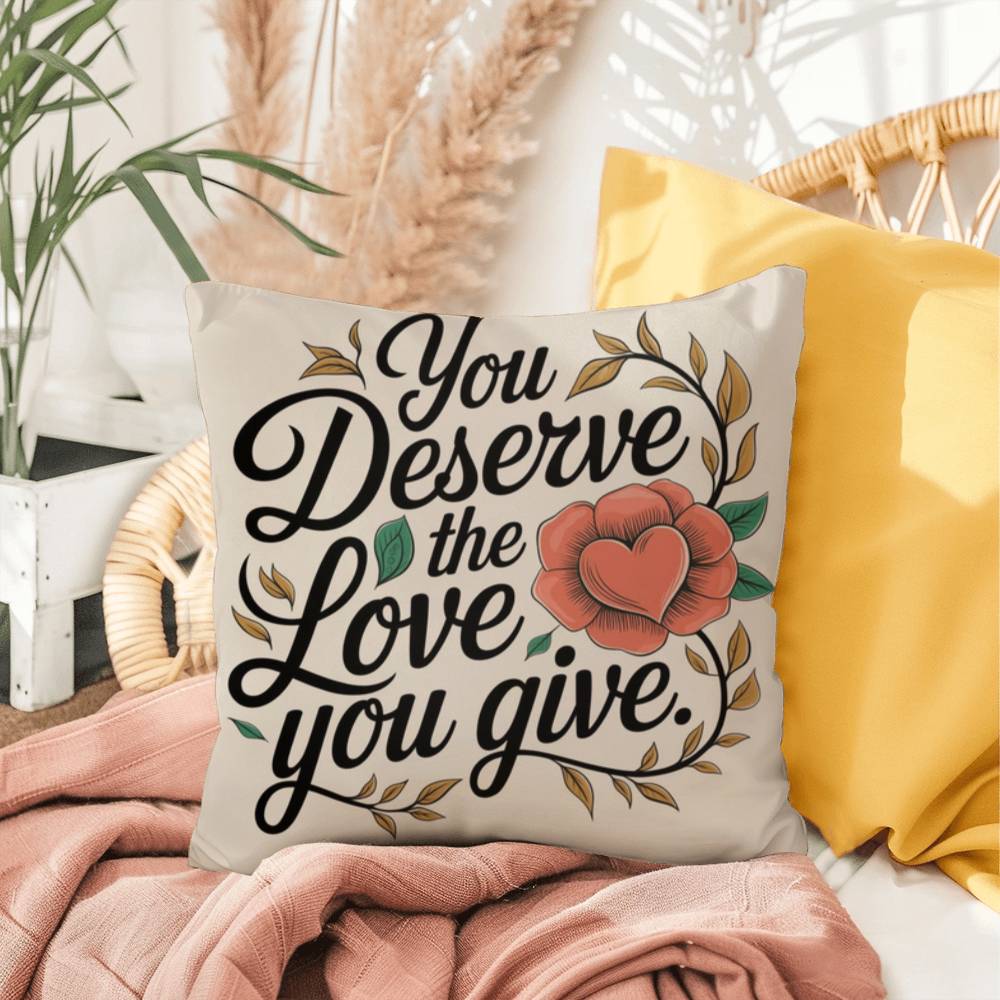 You Deserve The Love You Give: Indoor/Outdoor Pillow Self-Care for Relaxation, Mindfulness & Emotional Wellness