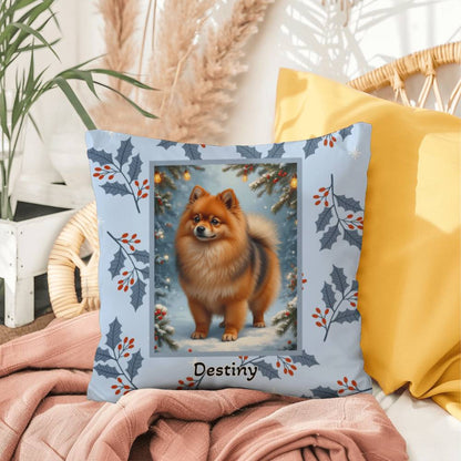 Pomeranian Orange Sable Pillow - Winter Pom throw pillow, seasonal dog decor, cozy indoor accent