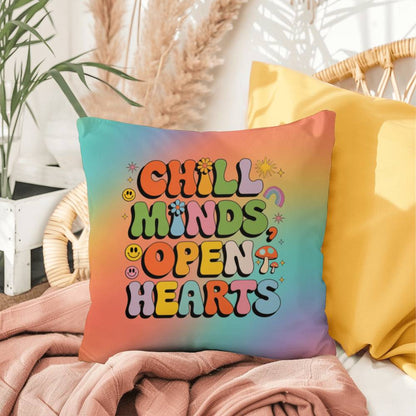 Chill Minds Open Hearts personalized pillow, indoor outdoor therapy cushion decor - MySisterIsASurvivor