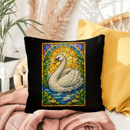 Shop our swan stained glass style throw pillow featuring the 20" x 20" style option from MySisterIsASurvivor.