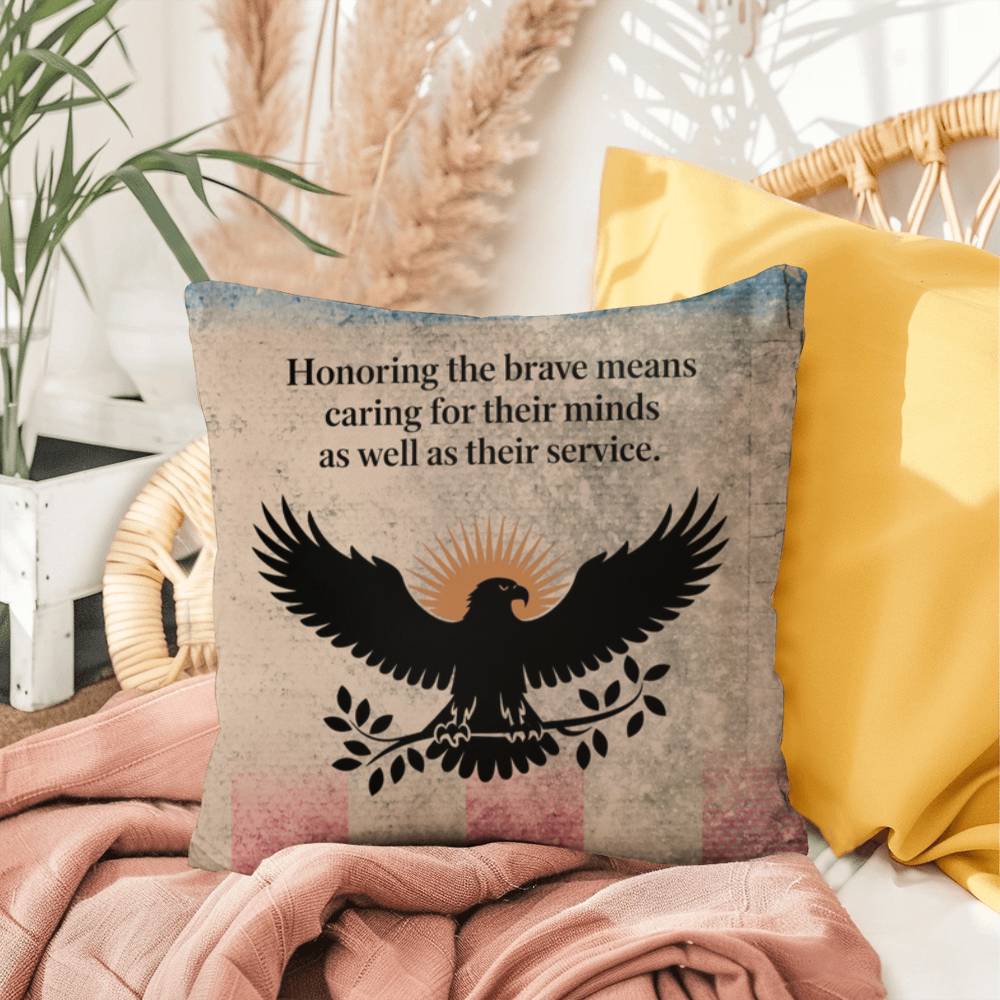 Honoring The Brave Indoor/Outdoor Pillow: Resilient Comfort - Mental Health & Memorial Tribute