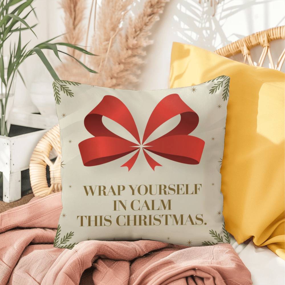 Wrap Yourself in Calm This Christmas Throw Pillow - Peaceful holiday décor for mindfulness