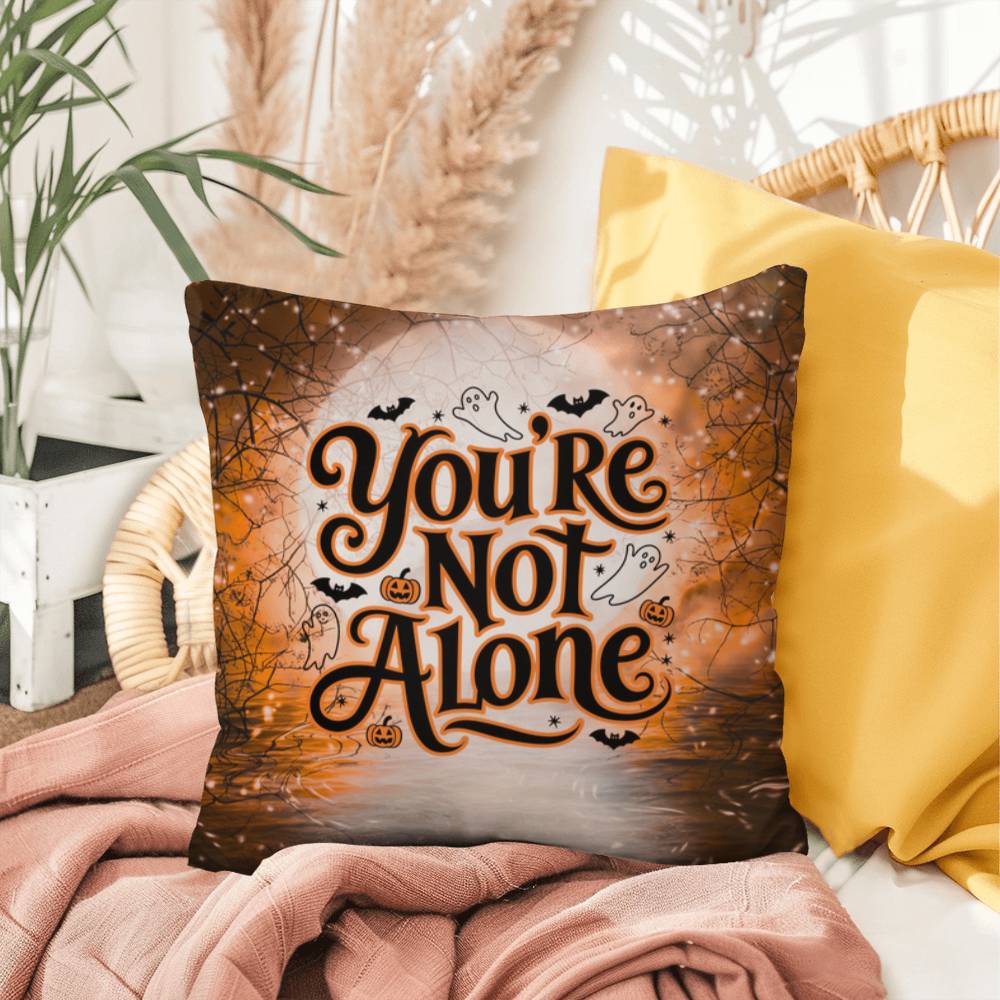 Indoor/outdoor mental health pillow with “You’re Not Alone” to promote comfort and support