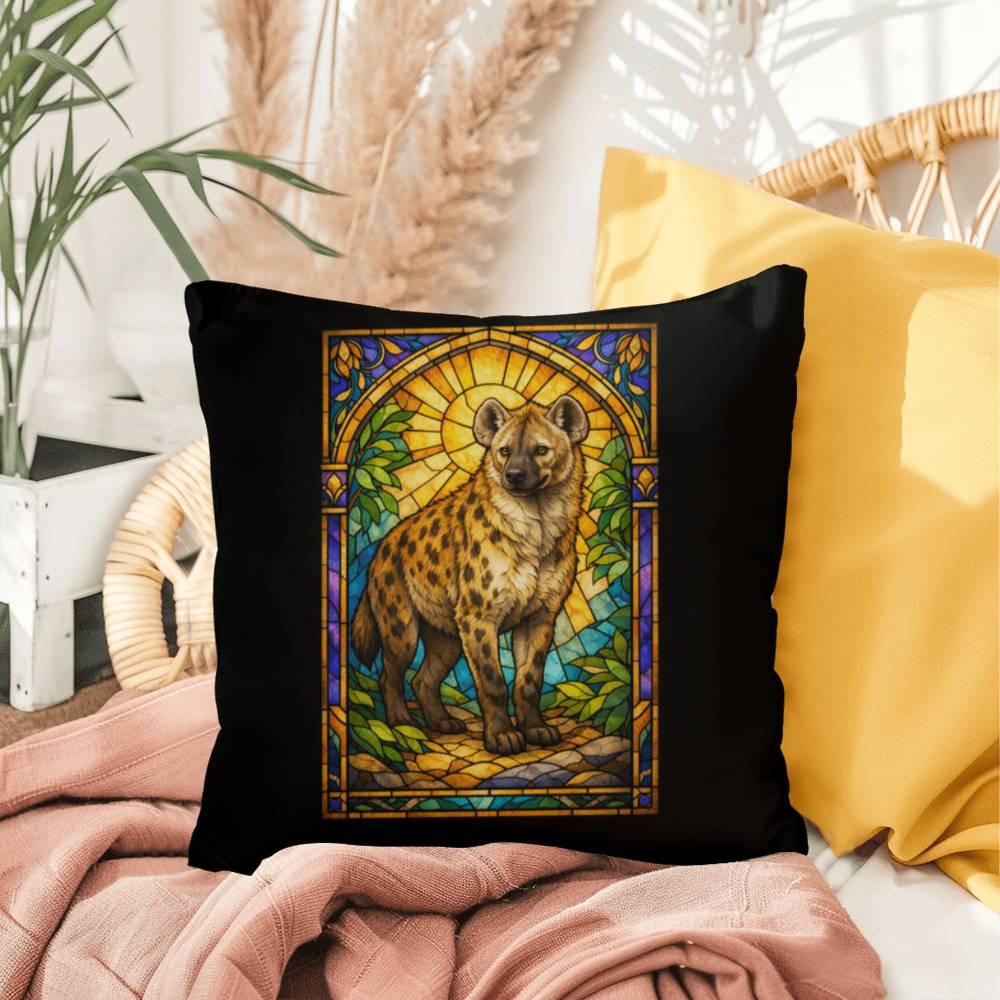 Shop our hyena stained glass style throw pillow featuring the 20" x 20" style option from MySisterIsASurvivor.