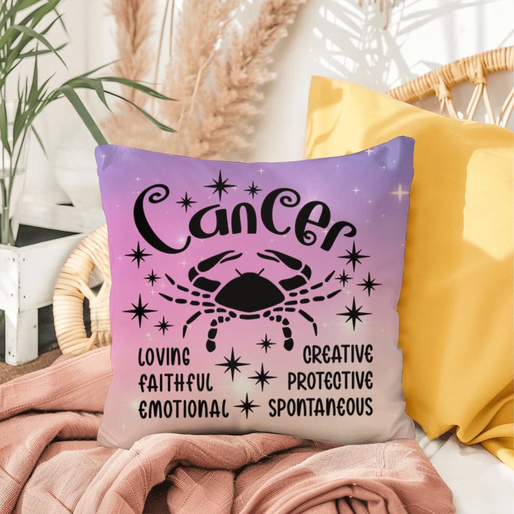 Cancer Indoor/Outdoor Pillow – Zodiac Astrology Decor, Boho Accent for Home & Patio