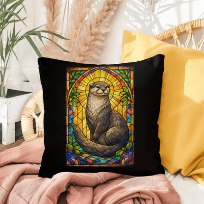 Shop our otter stained glass style throw pillow featuring the 20" x 20" style option from MySisterIsASurvivor.