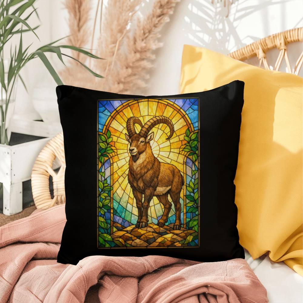 Shop our ibex stained glass style throw pillow featuring the 20" x 20" style option from MySisterIsASurvivor.
