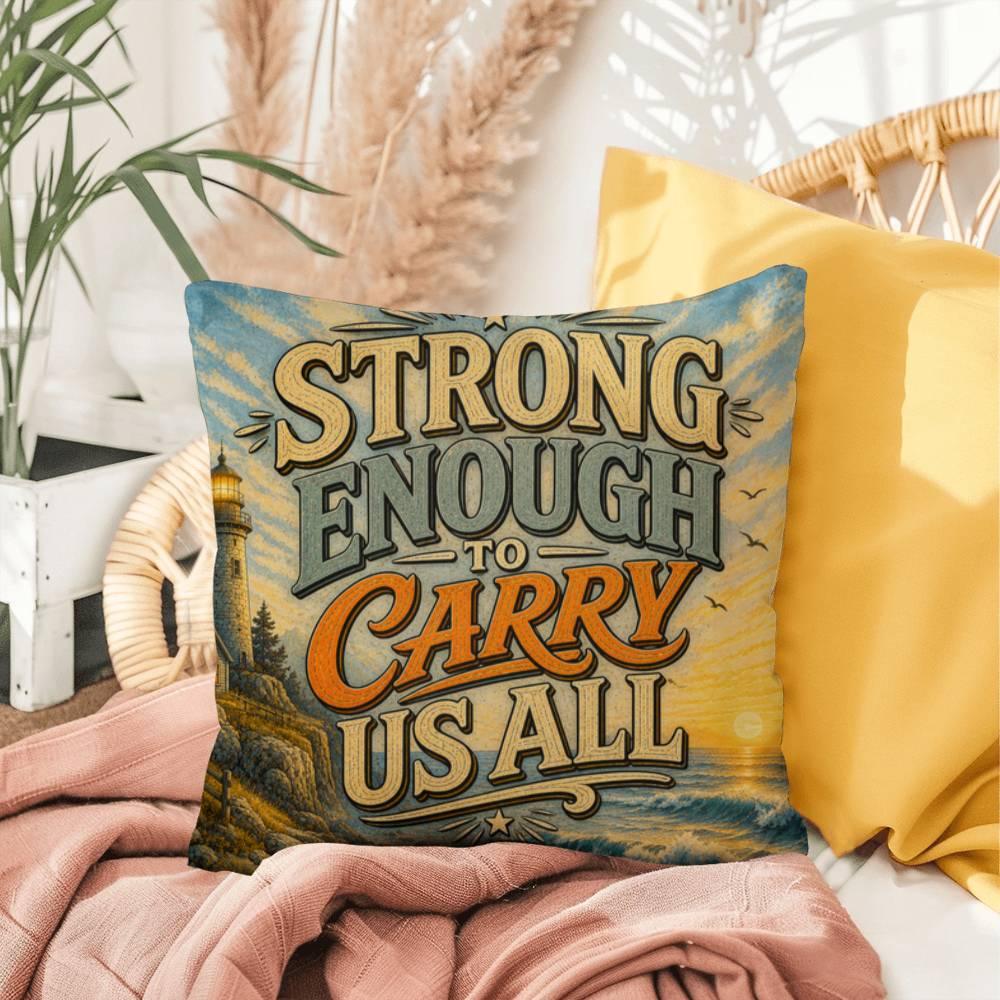 Shop our premium strong enough to carry us all throw pillow from MySisterIsASurvivor.