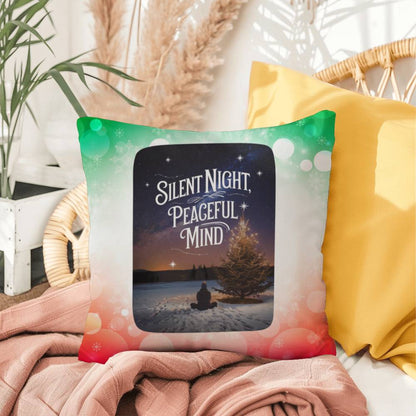 Silent Night, Peaceful Mind Throw Pillow - Calm Christmas holiday home décor decorative pillow