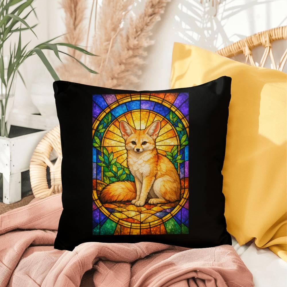 Shop our fennec fox stained glass style throw pillow featuring the 20" x 20" style option from MySisterIsASurvivor.