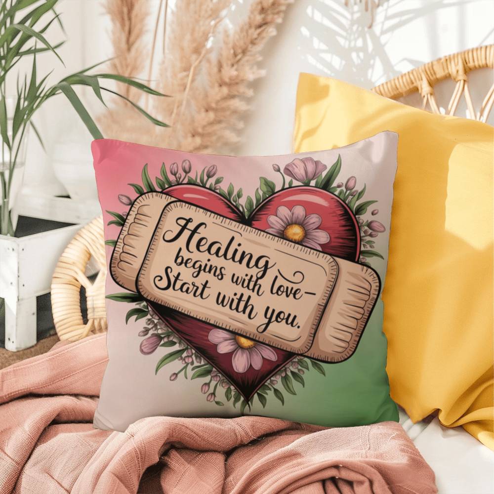 Healing Begins With Love - Start With You: Indoor/Outdoor Pillow Self-Care for Relaxation, Mindfulness & Emotional Wellness
