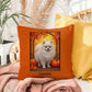 White Pomeranian indoor outdoor pillow, personalized dog cushion, pet lover cozy home accent