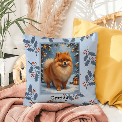 Pomeranian Orange Pillow - Festive Pom throw pillow, holiday dog pillow, cozy home accent
