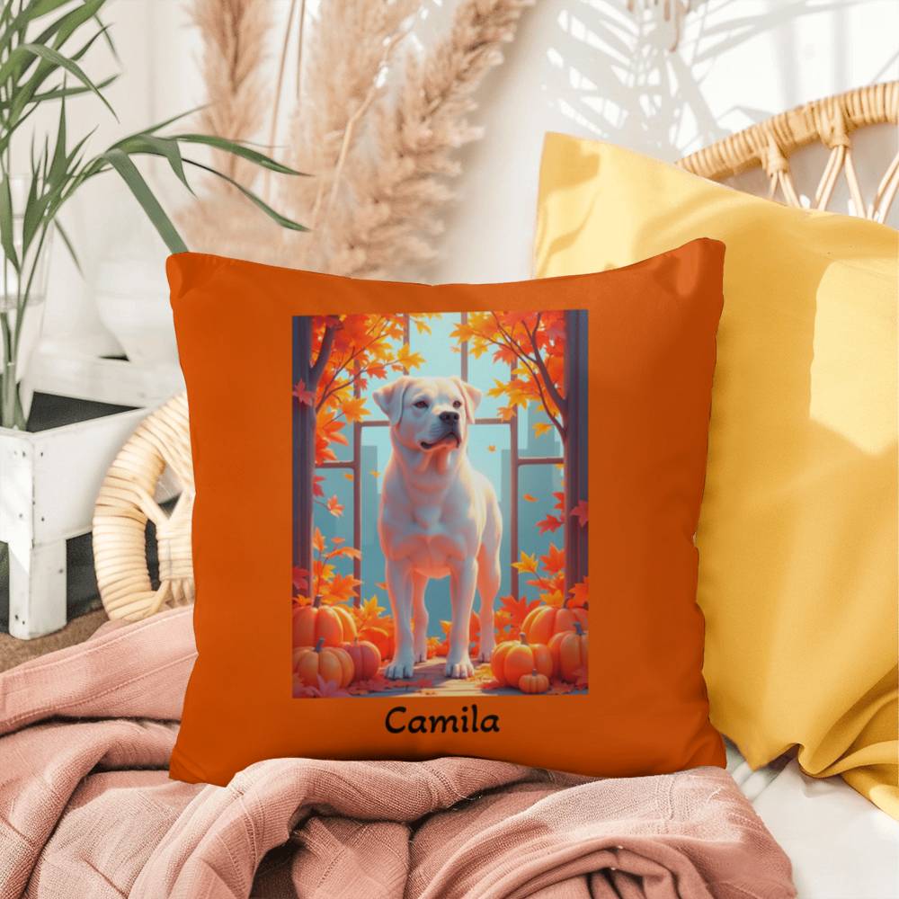 White Rottweiler pillow, personalized indoor outdoor dog cushion, water-resistant Rottie decor - MySisterIsASurvivor
