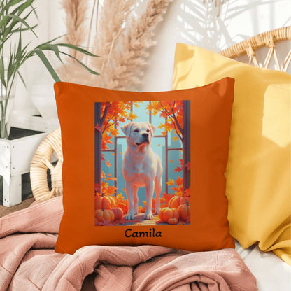 White Rottweiler pillow, personalized indoor outdoor dog cushion, water-resistant Rottie decor - MySisterIsASurvivor