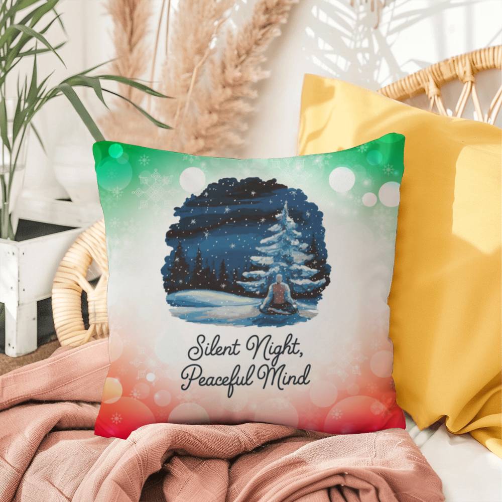 Silent Night, Peaceful Mind Throw Pillow - Christmas serenity cozy decorative throw pillow