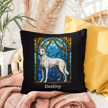 Belgian Malinois (White) Indoor/Outdoor Pillow - Personalized Stained Glass Dog Tribute & Comfort Gift
