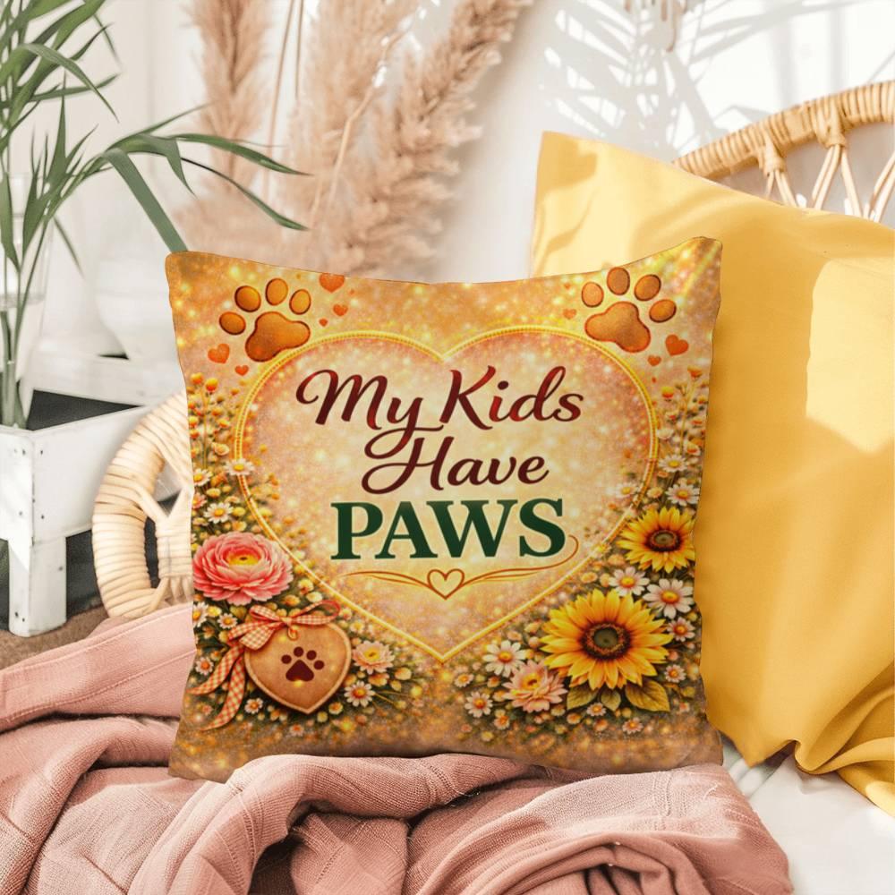 Shop our premium my kids have paws throw pillow from MySisterIsASurvivor.