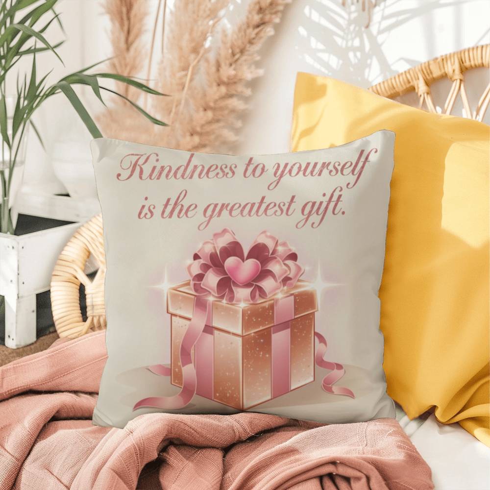 Kindness To Yourself Is The Greatest Gift: Indoor/Outdoor Pillow Self-Care for Relaxation, Mindfulness & Emotional Wellness
